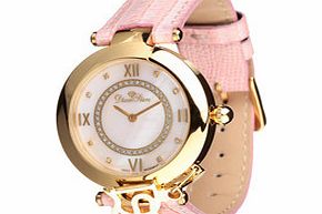 Diamstars Pink leather and logo dial watch