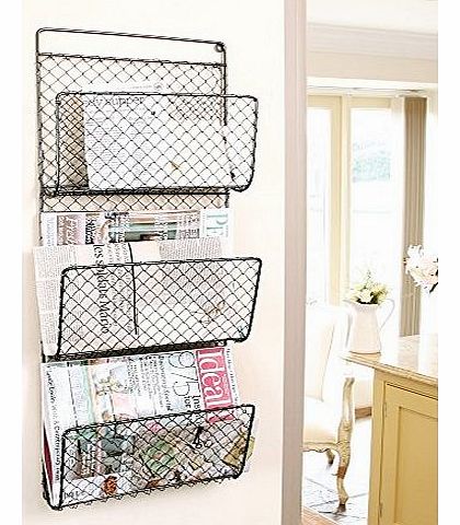Three Compartment Wall Mounted Mail And Magazine Rack Wall Store Holder H72 x W29 x D8.5cm