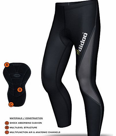 Didoo Mens Thermal Cycling Tights Padded cycle trouser bike long pant COLD WEAR