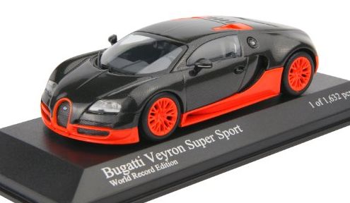 Minichamps 1:43 Bugatti Veyron Super Sport 10 Carbon Orange World Record Edition OF 1632 Pieces