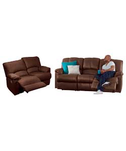 diego Large and Regular Fabric Recliner Sofa - Chocolate