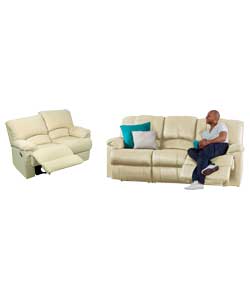 Large and Regular Fabric Recliner Sofa - Natural