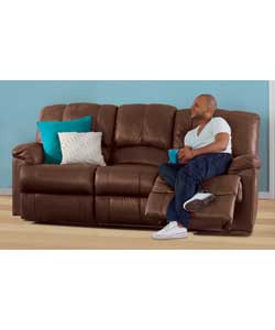 Diego Large Fabric Recliner Sofa - Chocolate