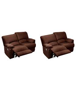 diego Regular and Fabric Regular Recliner Sofa - Chocolate