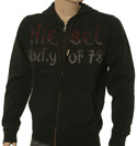 Black Full Zip Hooded Diesel Industry of 78 Cotton Sweatshirt
