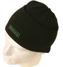 Black Hat with Green Stitched Logo