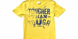 Diesel Boys yellow graphic pure cotton T-shirt