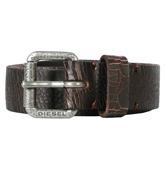 Diesel Brian Brown Extra Tough Leather Buckle Belt