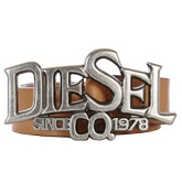 Diesel Brone Tan Leather Push-Through Belt
