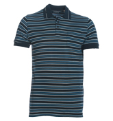 Diesel But Navy and Blue Stripe Pique Polo Shirt