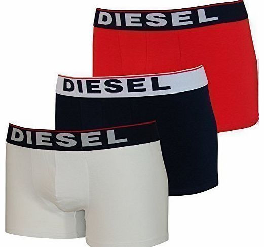 Diesel  Mens Boxer Shorts Pack of 2 or 3 - Cotton, M, White/Red/Dark Blue