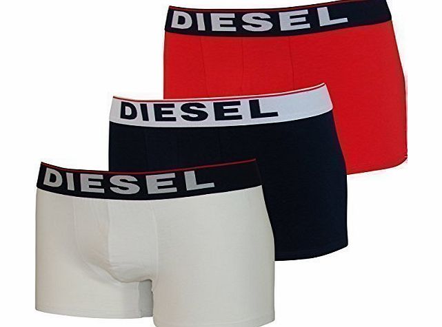 Diesel  Mens Boxer Shorts Pack of 2 or 3 - Cotton, S, White/Red/Dark Blue