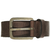 Diesel Dim-Service Dark Brown Leather Buckle Belt