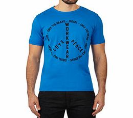 Diesel Electric blue pure cotton peace T-shirt