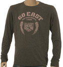 Diesel Grey Long Sleeve T-Shirt with Light Pink Go East For Successful Living Velour Logo