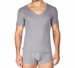 Grey pure cotton V-neck T-shirt