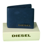 Diesel Hiresh XSmall Dark Blue Leather Wallet