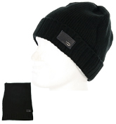 Diesel Keller Black Hat and Scarf Set