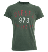 Diesel Khaki T-Shirt with Printed Design