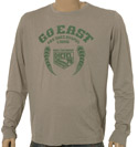 Light Grey Long Sleeve T-Shirt with Go East For Successful Living Green Velour Logo