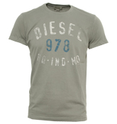 Diesel Light Grey T-Shirt with Printed Design