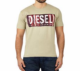 Diesel Light khaki pure cotton logo T-shirt