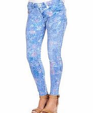 Diesel Livier blue and pink cotton blend jegging