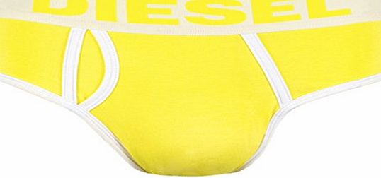 Diesel Luxury Super Soft Mens Designer Briefs (Medium, Yellow/White)