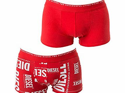 Diesel Men 2 Pack Boxer Shorts Shawntwopack Pant unicolor   Print - Red: : Large