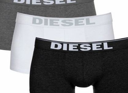 Diesel Mens 3 Pack Boxer Shorts Colour Black Grey White Boxer Trunks Mens Underwear Brand New Sizes Small Medium Large New (Large, Black White Grey)