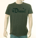 Diesel Mens Brown & Orange T-Shirt with Black Velour Design Across Chest
