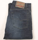 Mens Dark Denim Button Fly Jeans - 32 Leg