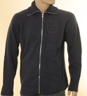 Mens Diesel Blue with Light Tan Full Zip High Neck Wool Mix Sweater