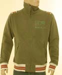 Mens Diesel Green with White- Orange & Black Piping Full Zip Sweatshirt