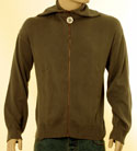 Mens Diesel Grey with Cream Printed Design on Back Full Zip High Neck Sweater