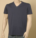 Mens Diesel Navy V-Neck Cotton T-Shirt with Large Logo on Back