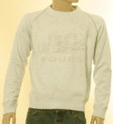 Mens Faded Blue & Light Grey Frayed Logo Cotton Sweatshirt