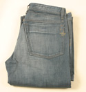 Mens Faded Denim With Distressed Patches Button Fly Bootleg Jeans 32 Leg