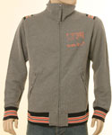 Mens Grey with Black- Orange & White Piping Full Zip Sweatshirt