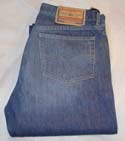 Mens Mid Blue Worn Effect Button Fly Jeans 34 Leg