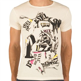 Diesel Mens Ordinal 2 T-Shirt Ecru