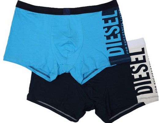 Diesel Mens Shawn Two Pack Navy Light Blue Boxer Shorts -Large