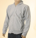 Mens Sky Full Zip Stitched Design on Sleeves Hooded Cotton Sweatshirt