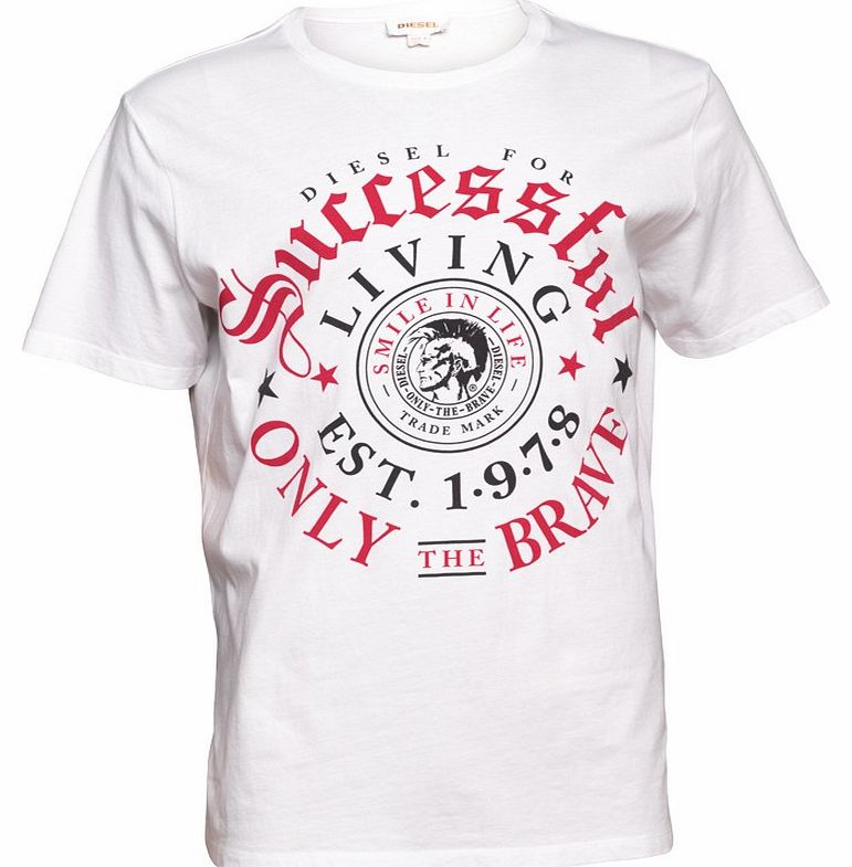 Diesel Mens T-Thrial-R Maglietta T-Shirt 100 White