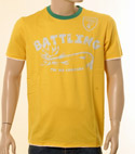 Mens Yellow with Green & Light Grey Print Cotton T-Shirt