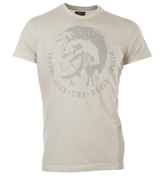 Diesel Nyne Cream T-Shirt with Printed Logo