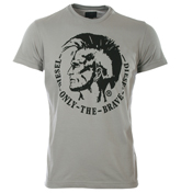 Diesel Nyne Mid Grey T-Shirt with Printed Logo