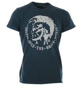 Diesel Nyne Navy T-Shirt with Printed Logo
