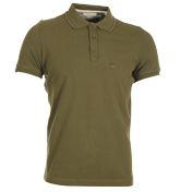 Diesel Pluton Dark Green Slim Fit Pique Polo Shirt