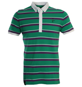 Diesel Poris Green Stripe Pique Polo Shirt